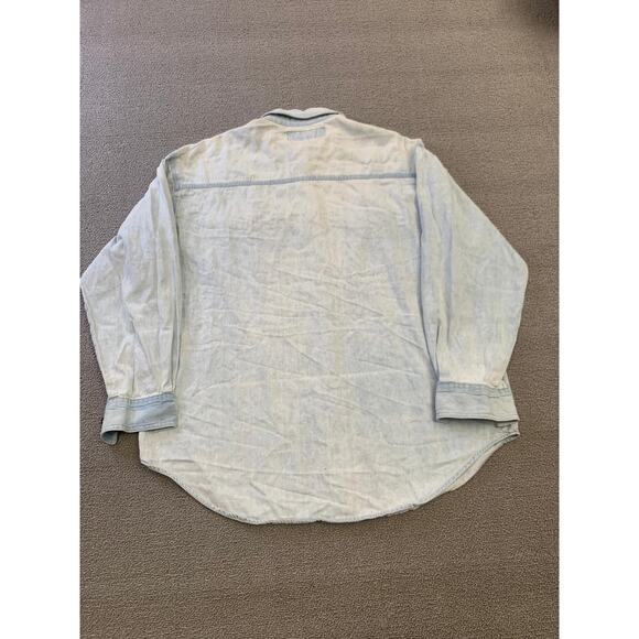 PCC Men's Vintage Denim Shirt Light Wash Button Down Long Sleeve - Picture 2 of 16